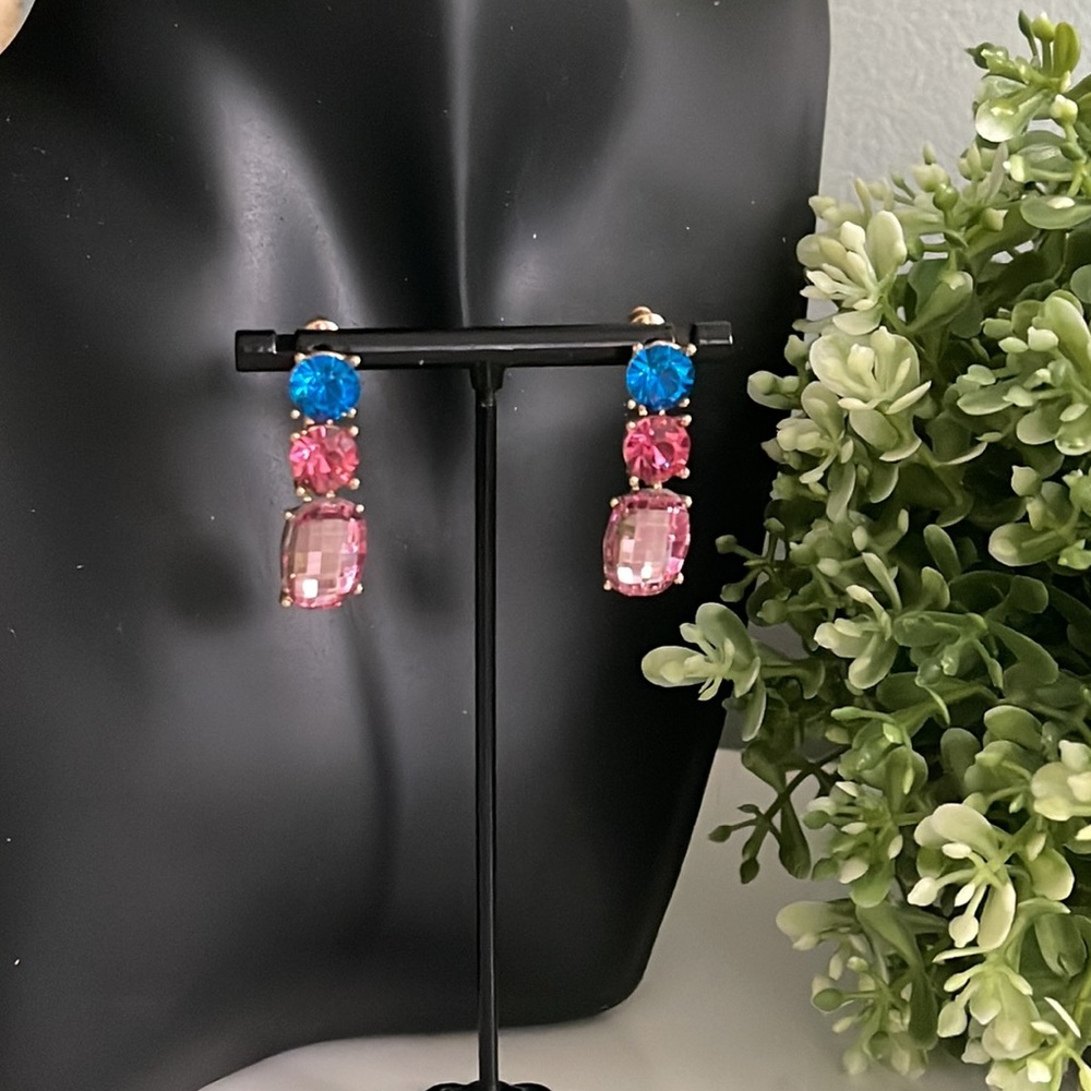 Boutique Pink and Blue Gemstone Earrings